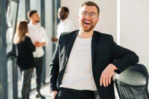 Portrait of laughing business man